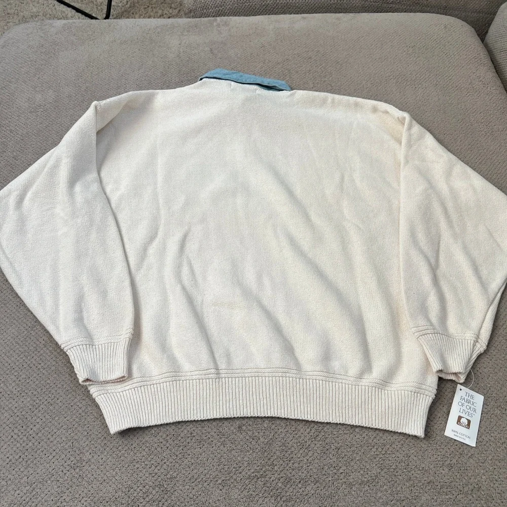 Vintage 1990s Lee Sport Detroit Pistons NBA Knit Polo Sweater Cream XXL XL